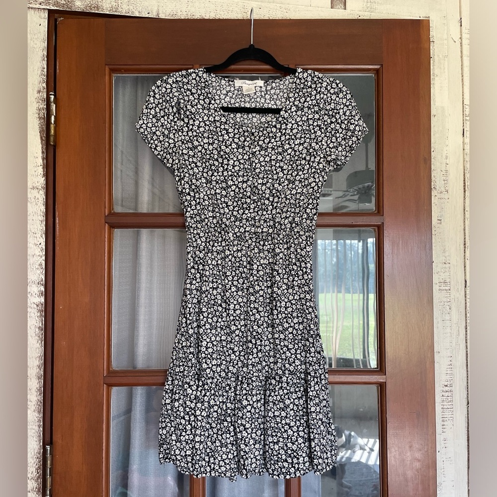 Passport Black Floral Skater Dress With Button Detail